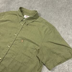 Fjallraven Ovik Travel Shirt Mens Medium Comfort Fit Hemp Blend Green Button Up